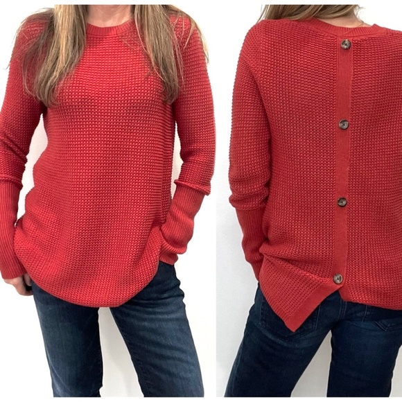 Max Studio Orange Rust Button Back Sweater - Picture 1 of 10